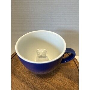 Creature Cups Coffee Mug Owl Peek A Boo Blue Outside Wht Inside